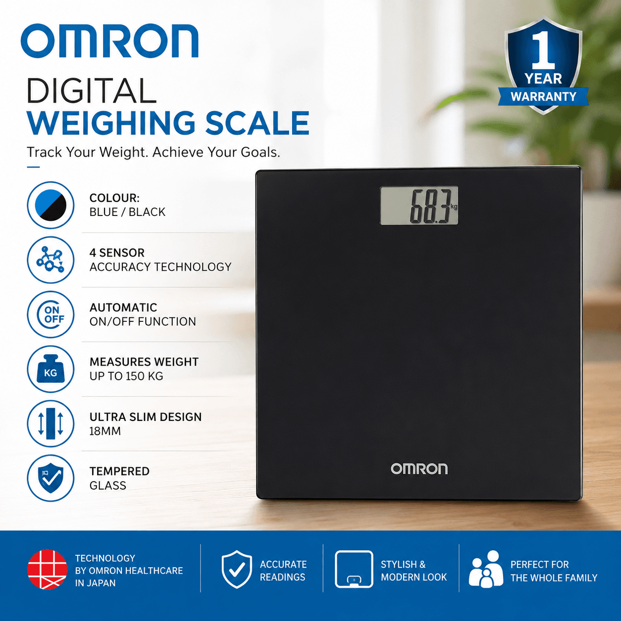 Omron Digital Weighing Scale (Black) thumbnail 2