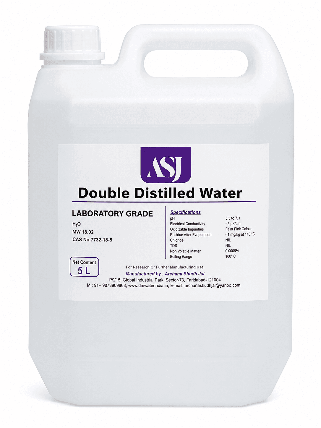 Double Distilled Water 5L (Lab Grade) – Surgical Equipment | National Healthcare Services
